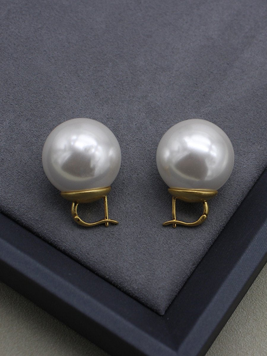 High Quality French Oversized Pearl Earrings - By Qivii