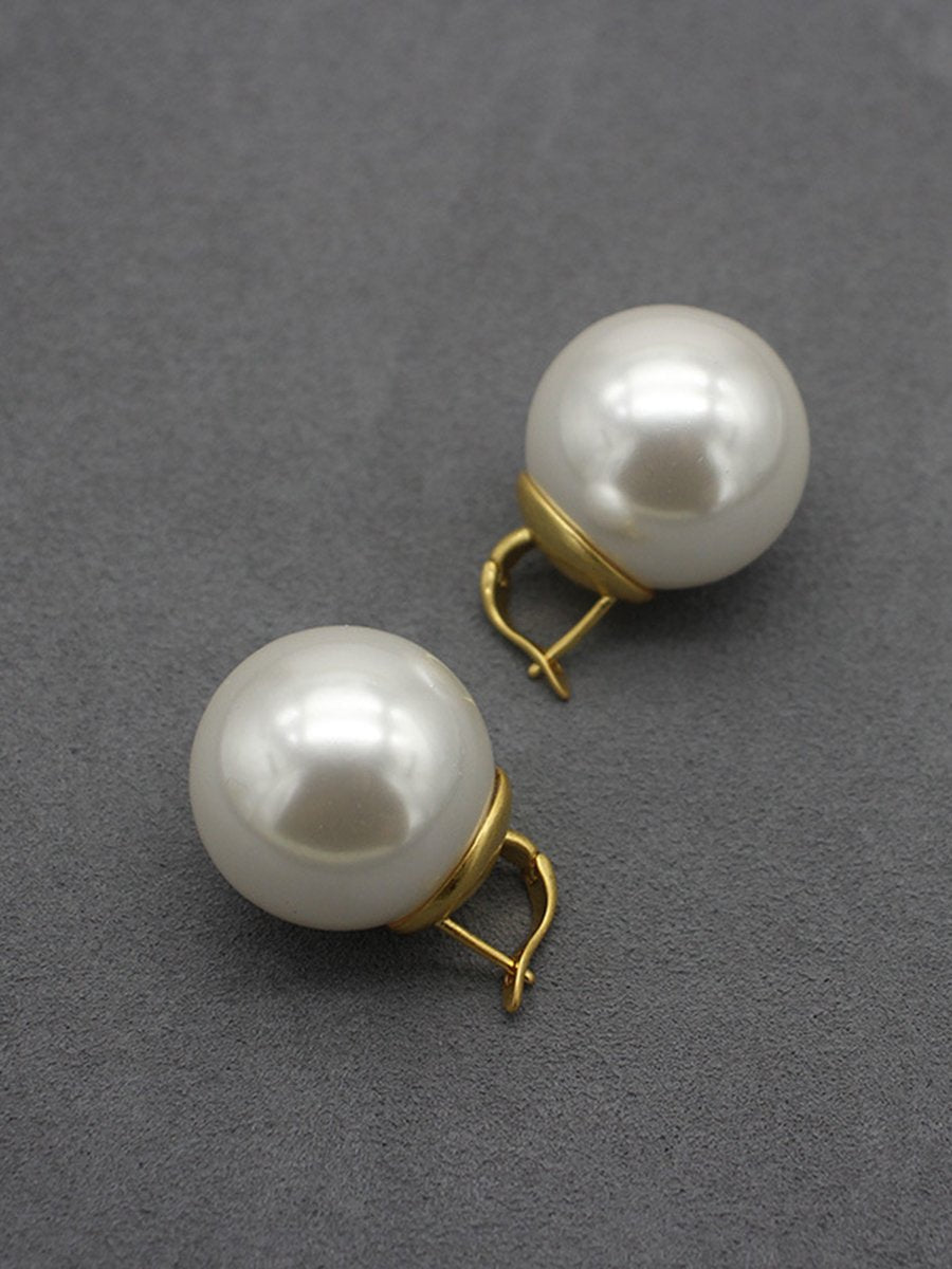High Quality French Oversized Pearl Earrings - By Qivii