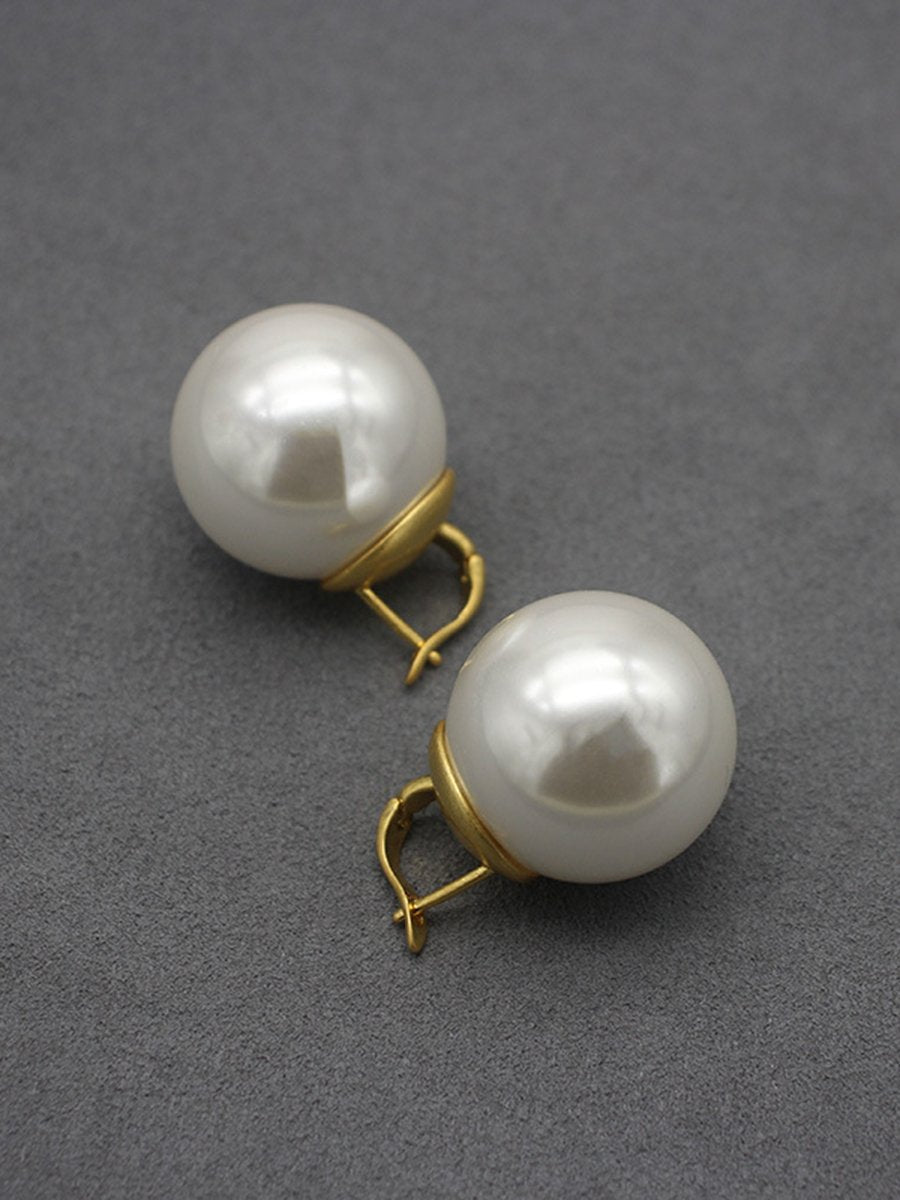 High Quality French Oversized Pearl Earrings - By Qivii