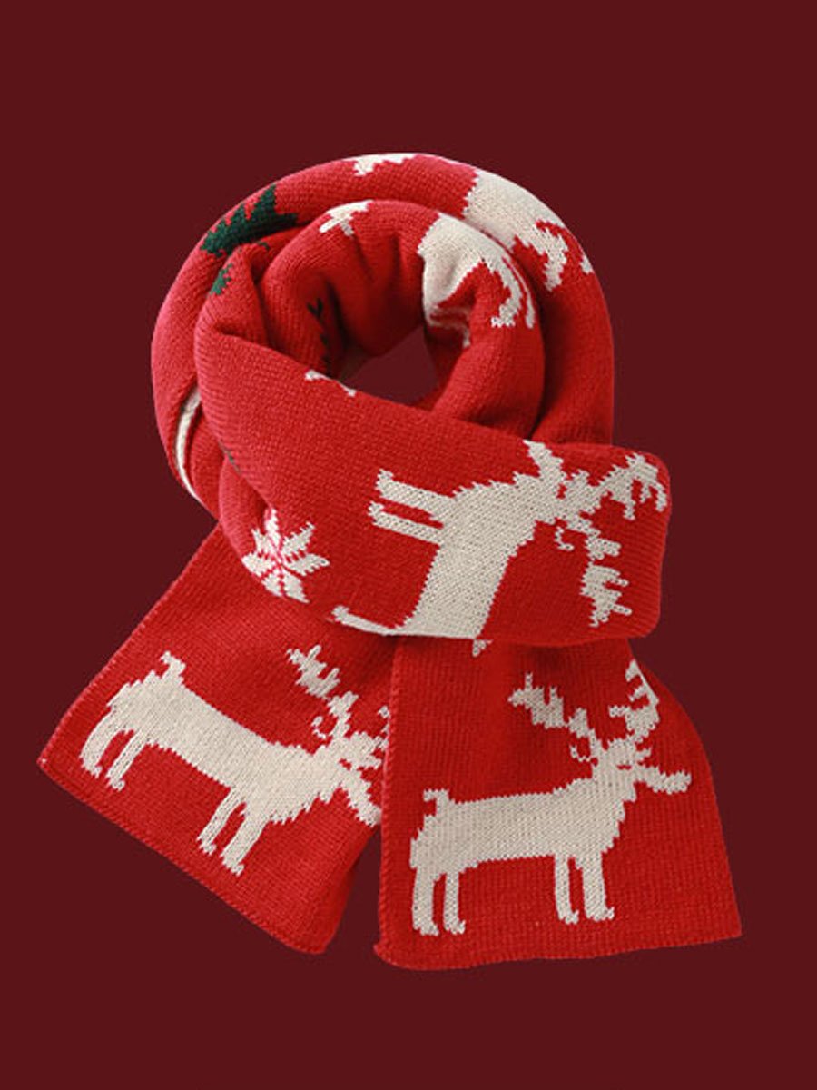 Stylish Vintage Red Christmas Knitted Scarf - By Qivii