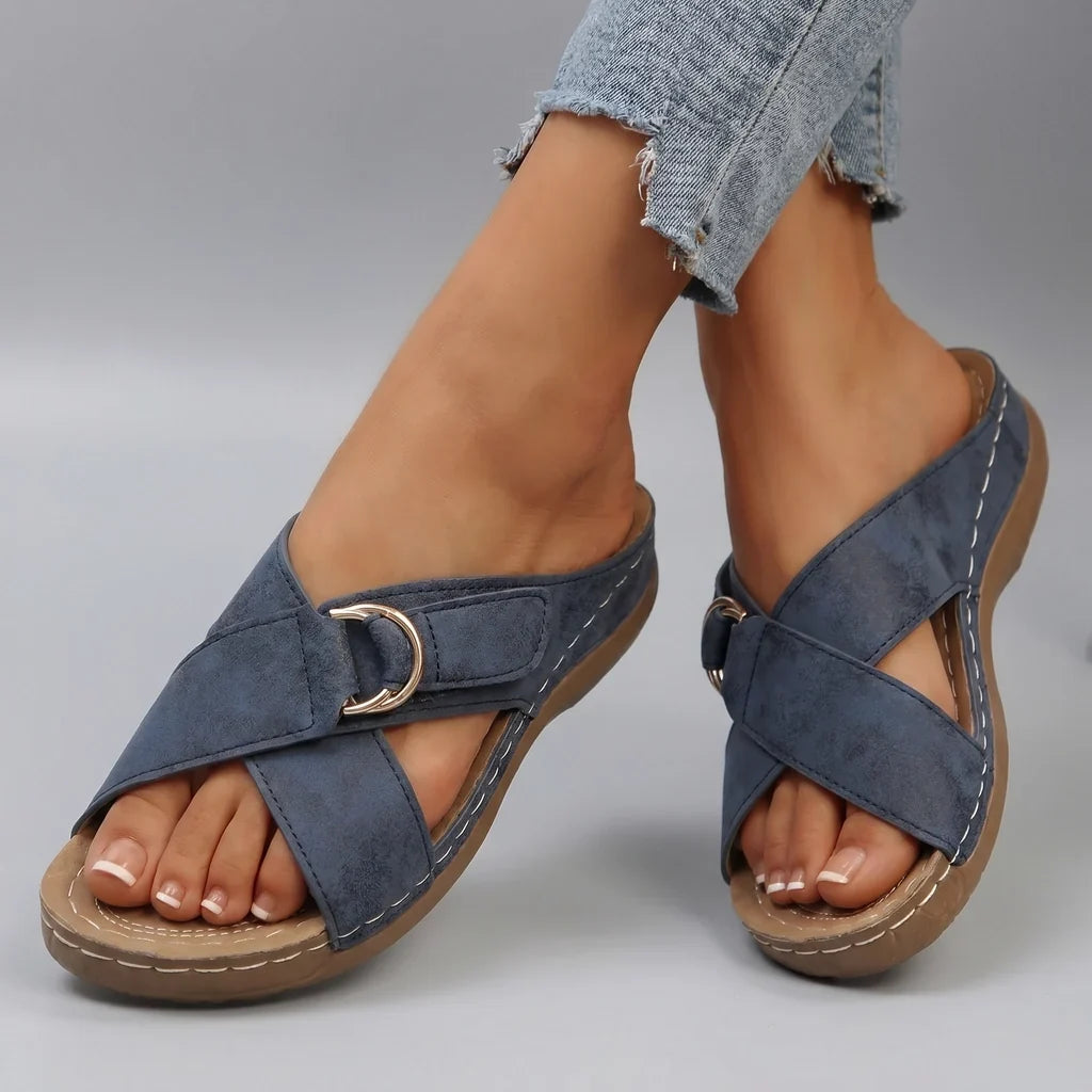 Lilian Cross-Strap Sandals - By Qivii
