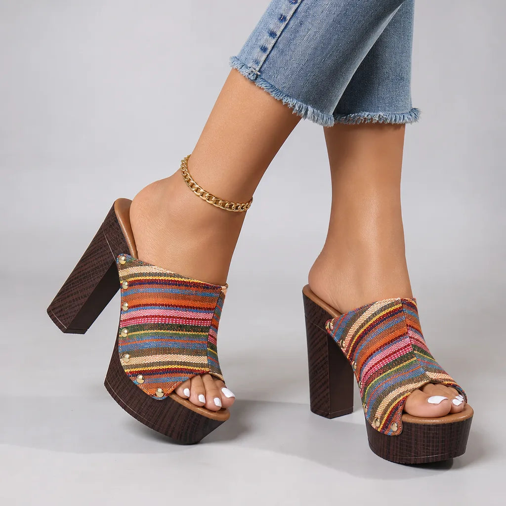 Lily Stud Platform Mules - By Qivii