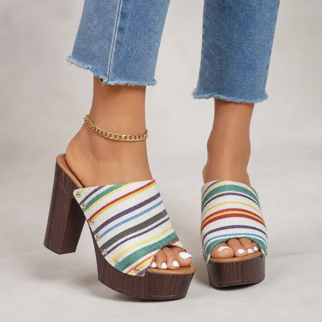 Lily Stud Platform Mules - By Qivii