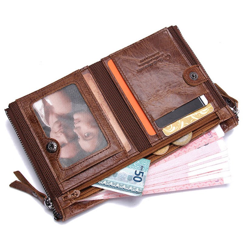 Luxury Genuine Leather Short Wallet - By Qivii