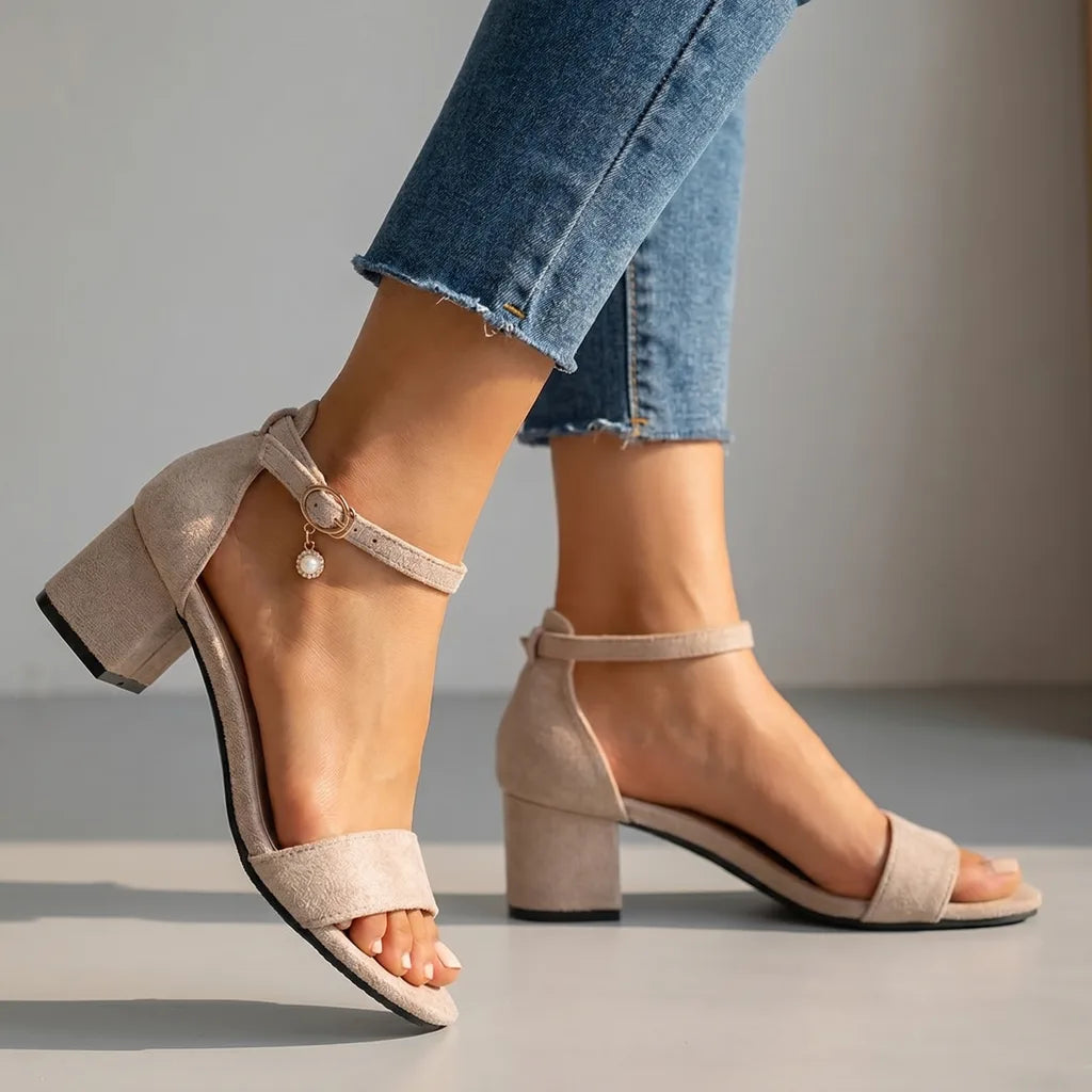 Lydia Chunky Ankle Strap Heels - By Qivii