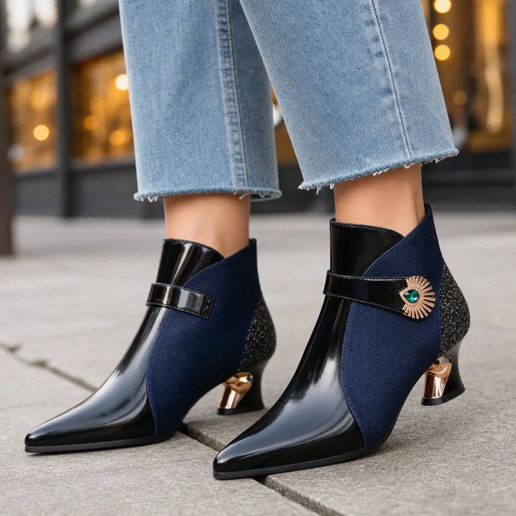 Madeleine | Womens Fall Gold Strap Heels - By Qivii