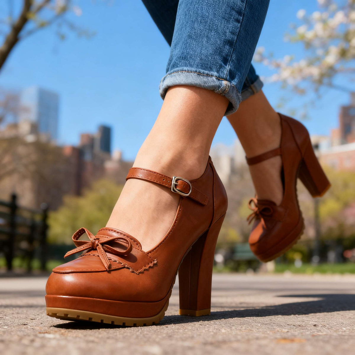 Ashley Bow-Tie Buckle Pumps - By Qivii