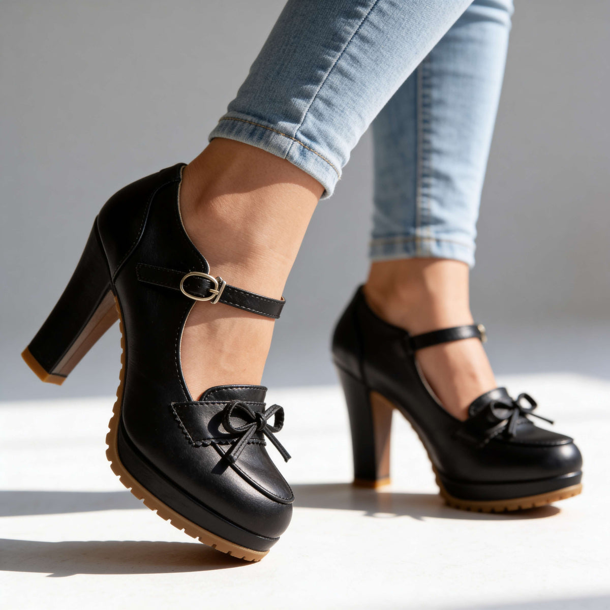 Ashley Bow-Tie Buckle Pumps - By Qivii