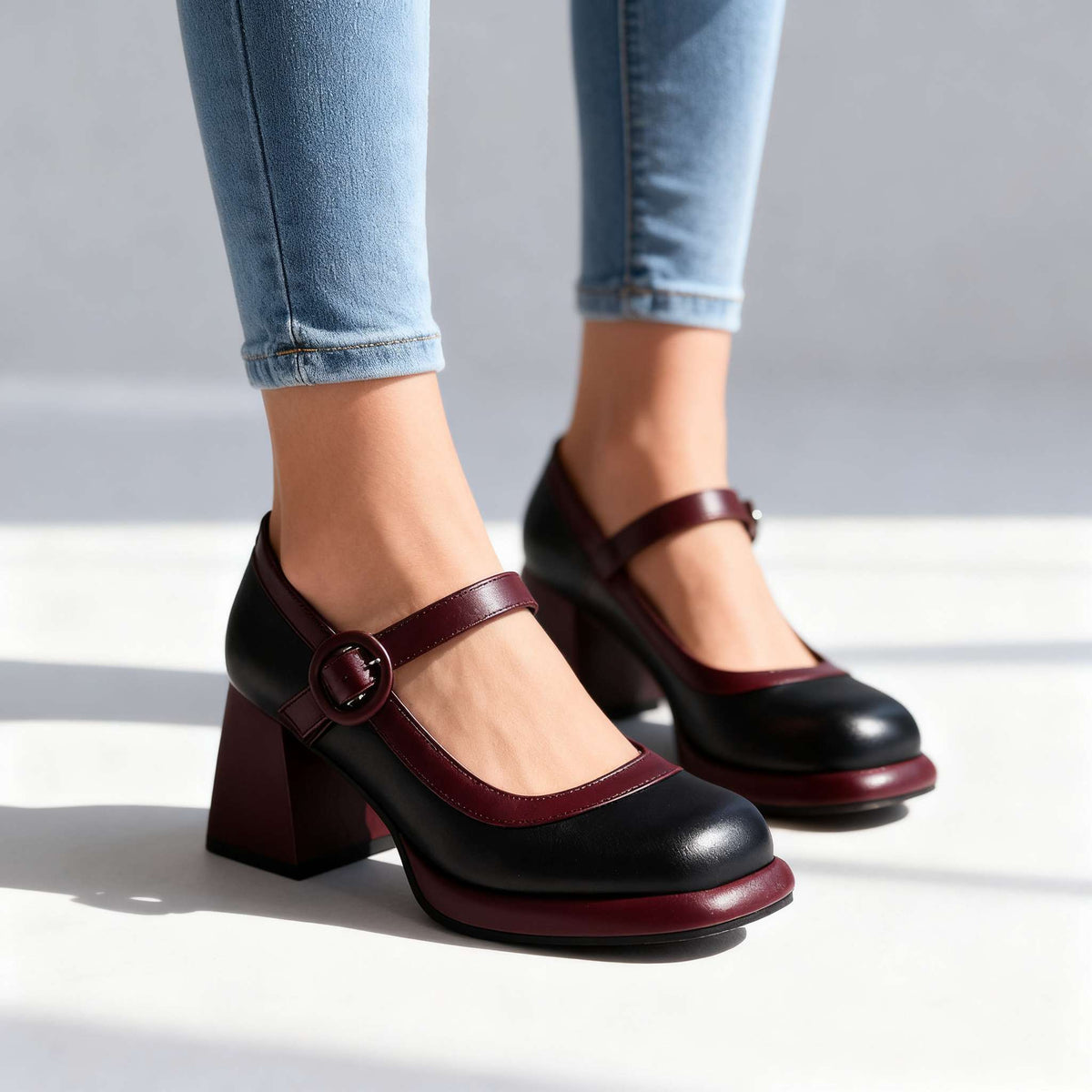 Sabina Buckle Strap Pumps - By Qivii