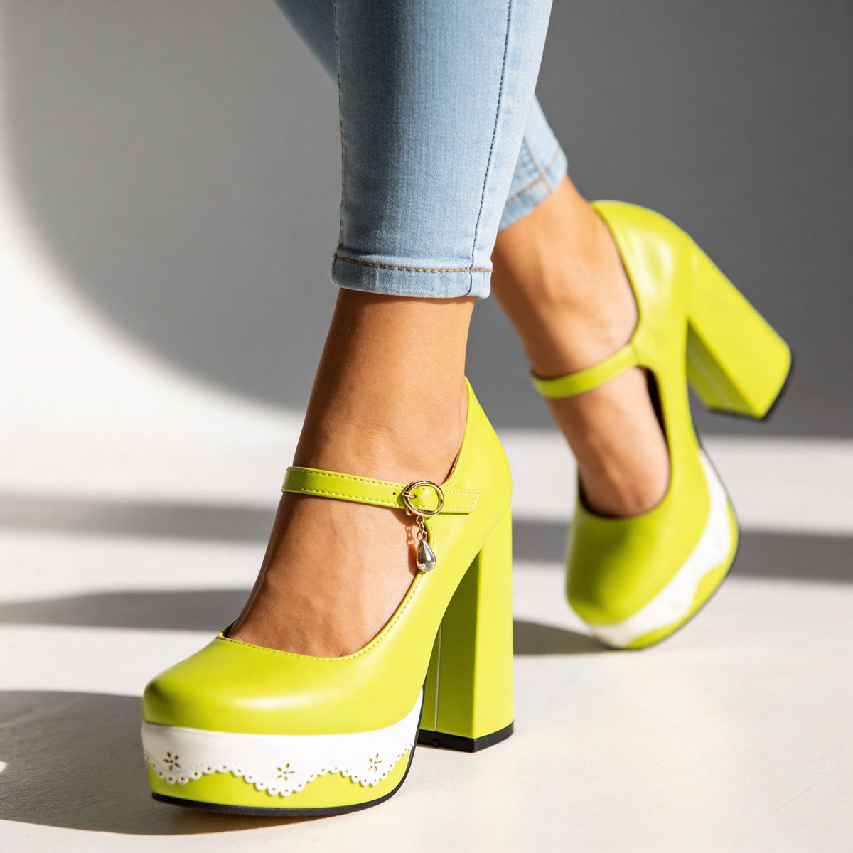 Sashia Gem Buckle Heels - By Qivii