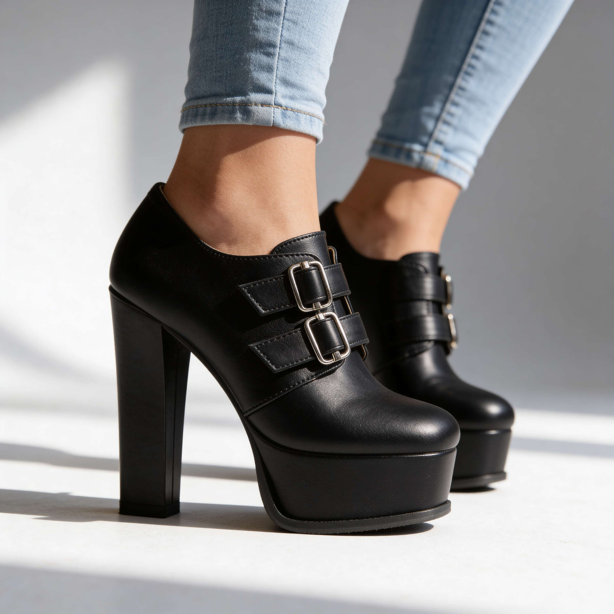 Victoria Buckle Heels - By Qivii