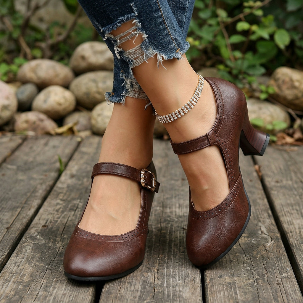 Leonia Brogue Buckle Loafers - By Qivii