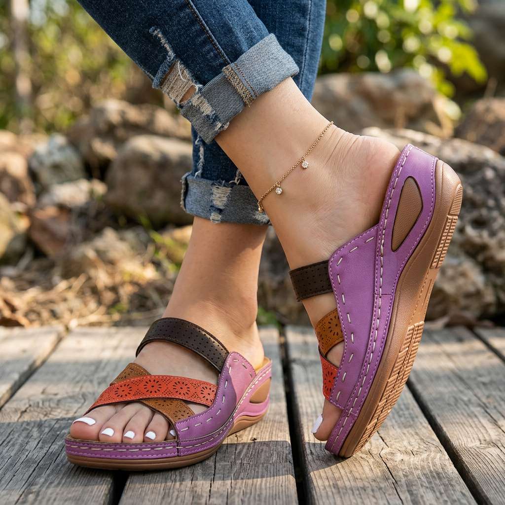 Annabel Floral Orthopedic Slides - By Qivii