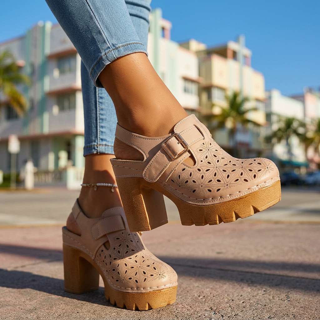Adeline Platform Buckle Clogs - By Qivii