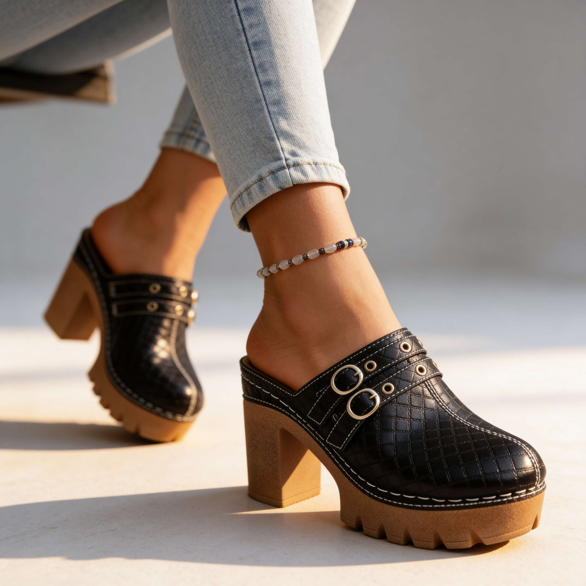 Jeannie Twin Strap Heels - By Qivii