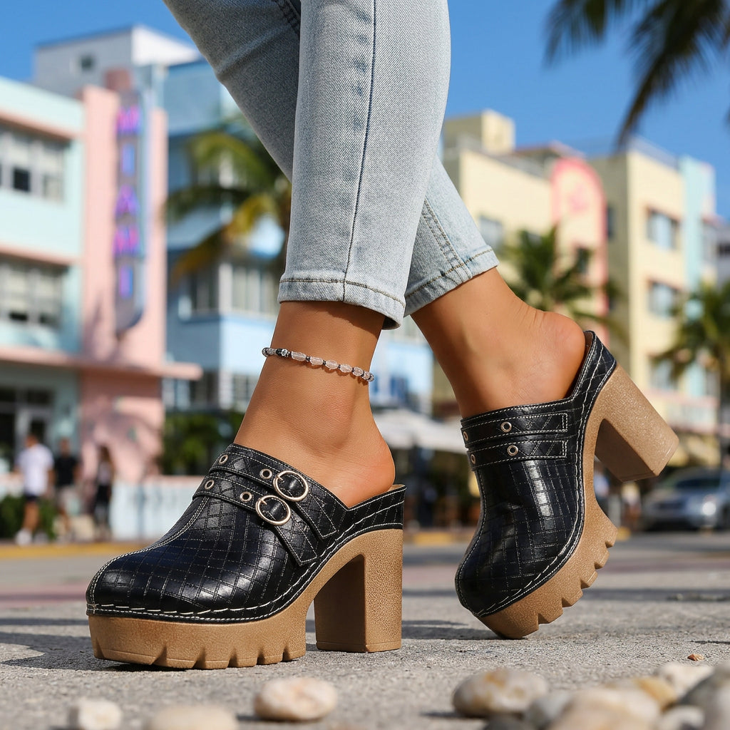 Jeannie Twin Strap Heels - By Qivii