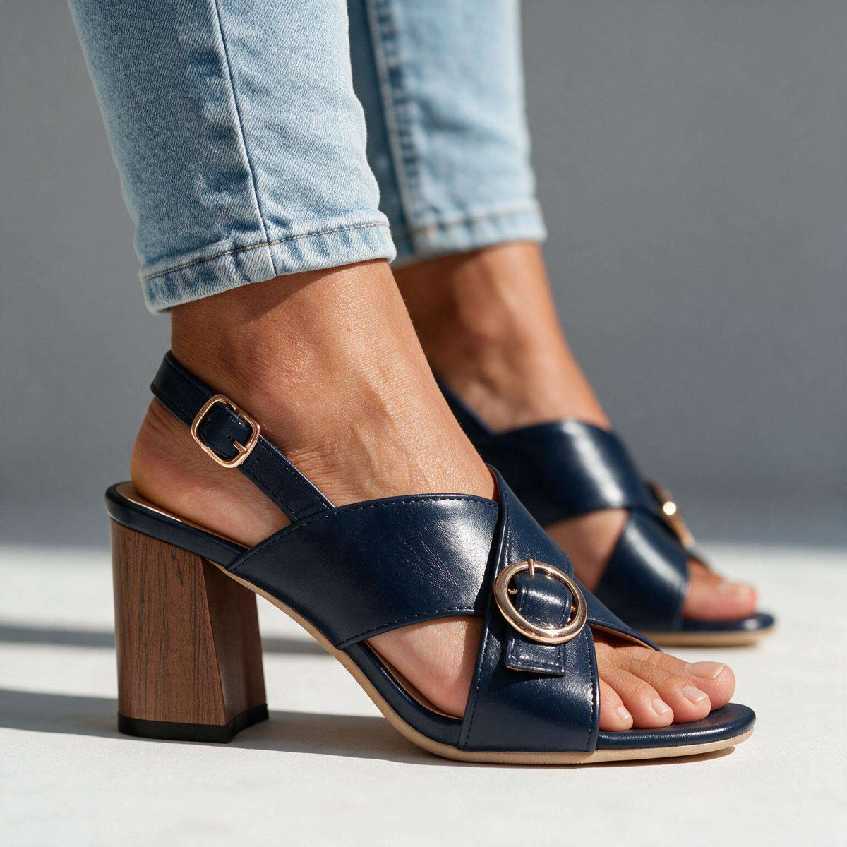 Rachelle Slingback Buckle Heels - By Qivii