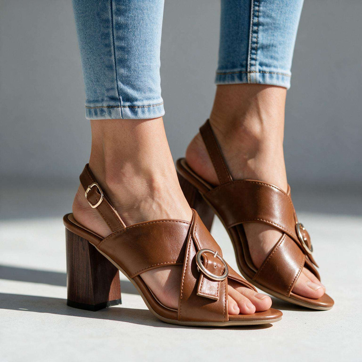 Rachelle Slingback Buckle Heels - By Qivii