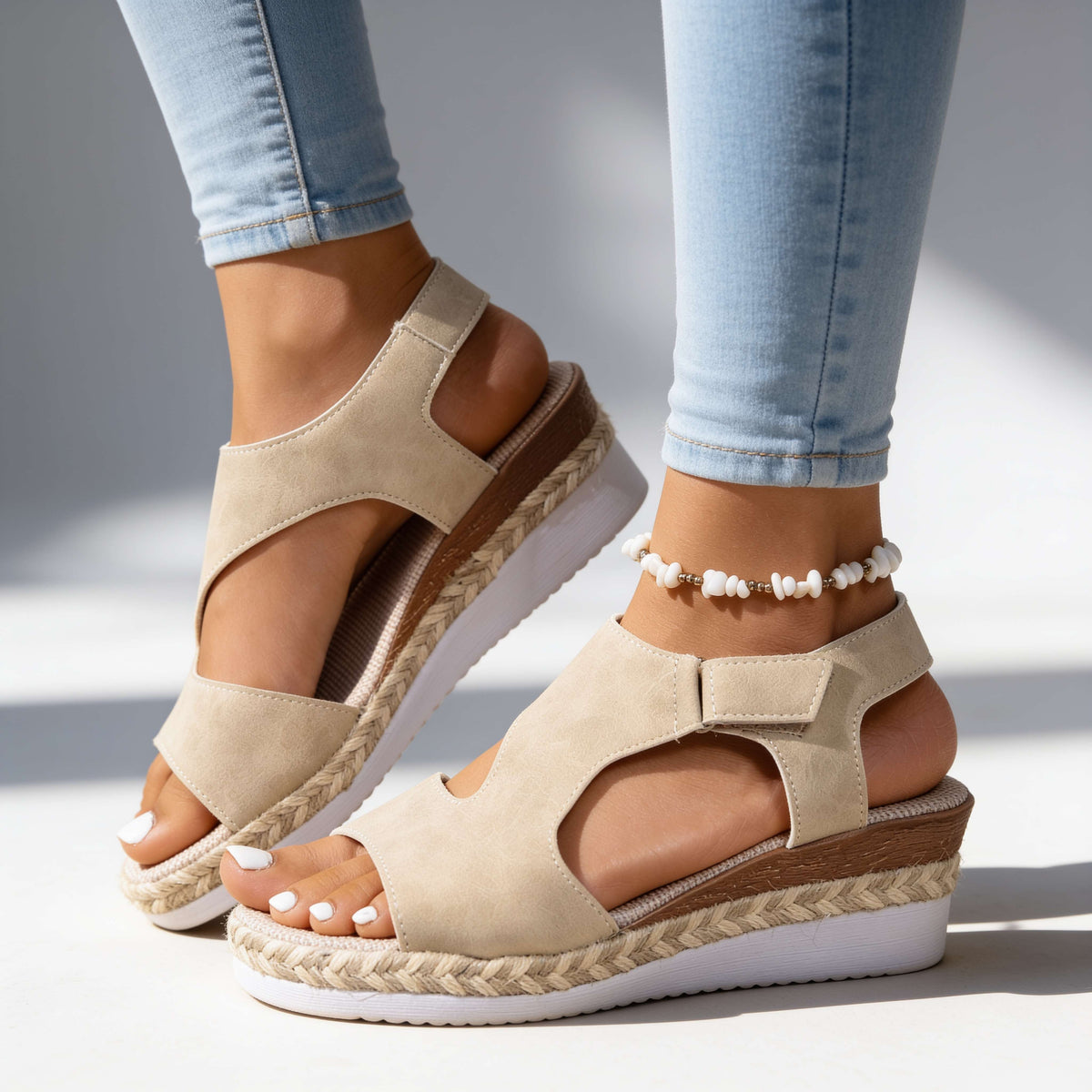 Sophia Wedge Sandals - By Qivii
