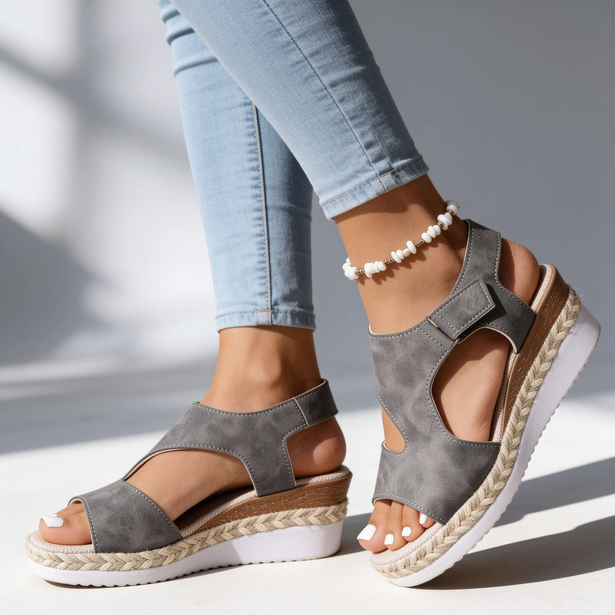 Sophia Wedge Sandals - By Qivii