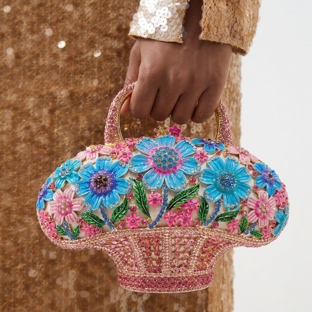 Bluebell Basket Crystal Bag - By Qivii