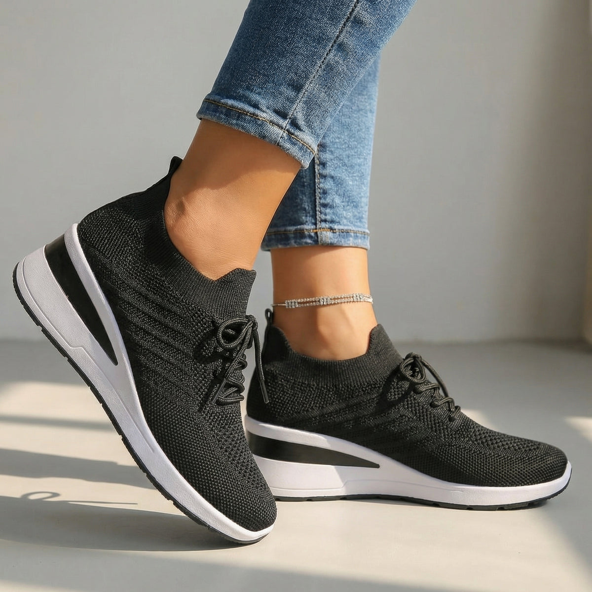 Nerina Knit Sneakers - By Qivii