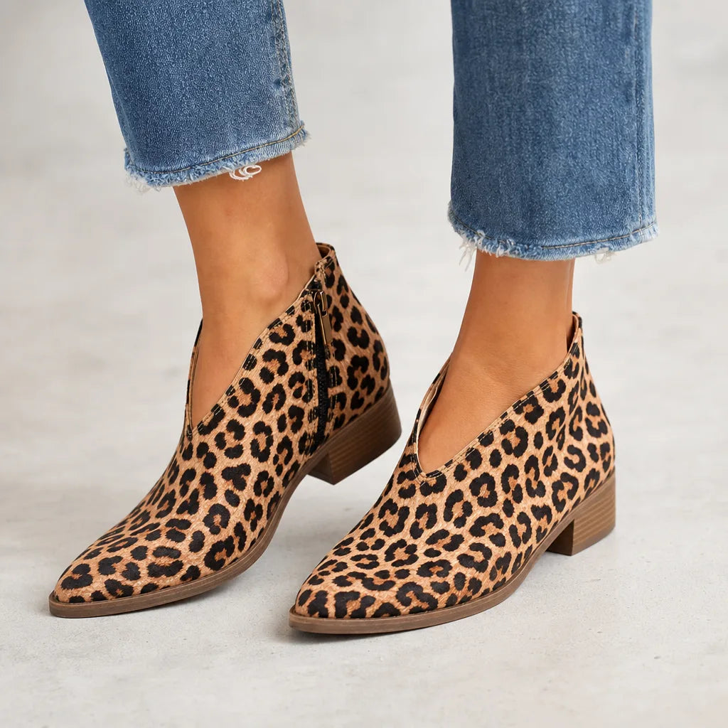 Odalys | Womens Fall Leopard Ankle Booties - By Qivii