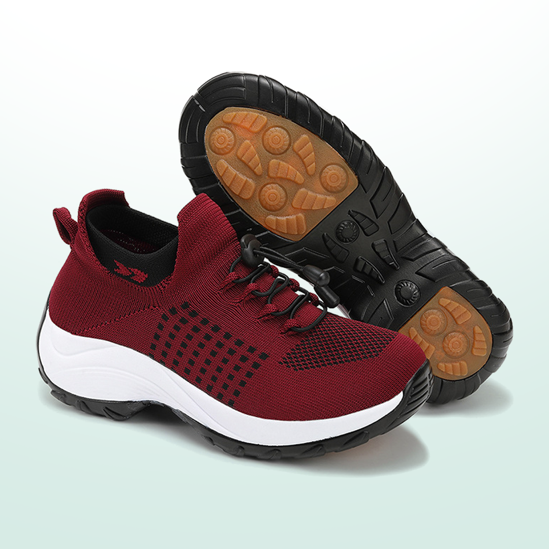 Ambulo Orthopädische Schuhe Strickstoff - Schwarz Rot - By Qivii
