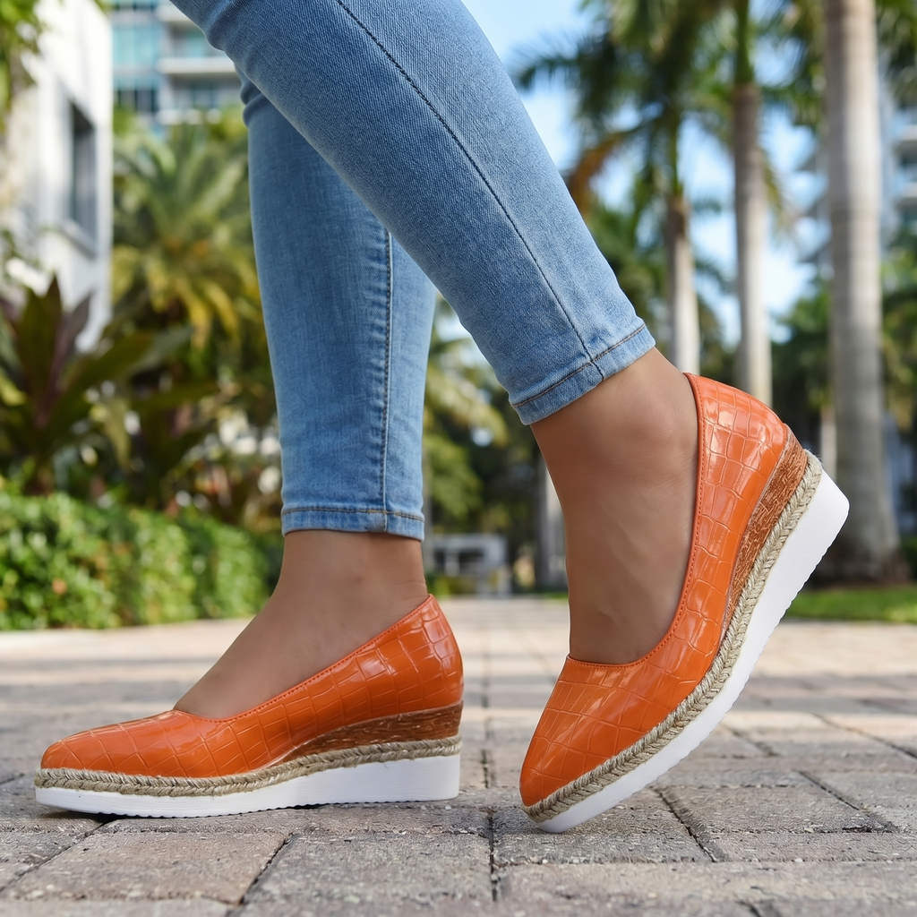 Aria Croc Espadrille Heels - By Qivii