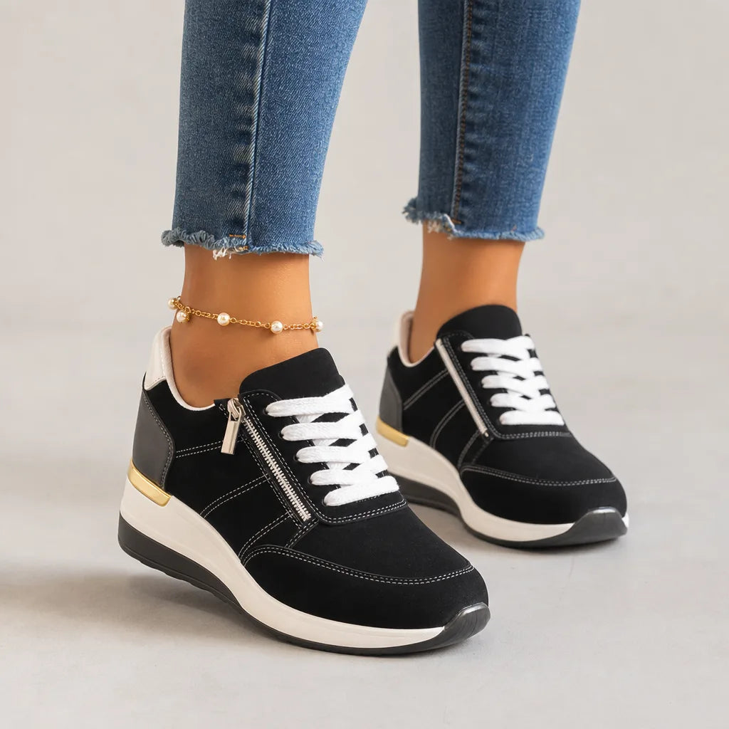 Petra Wedge Zip Sneakers - By Qivii