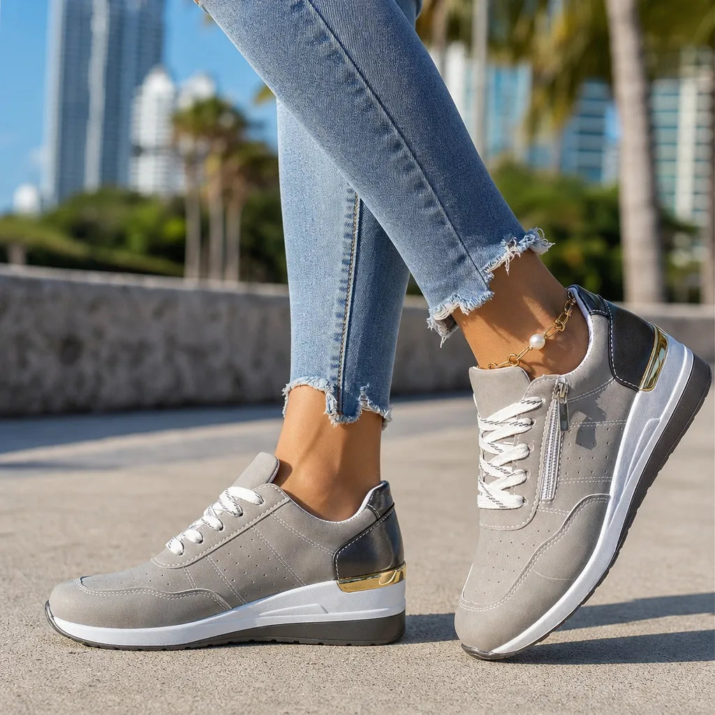 Petra Wedge Zip Sneakers - By Qivii
