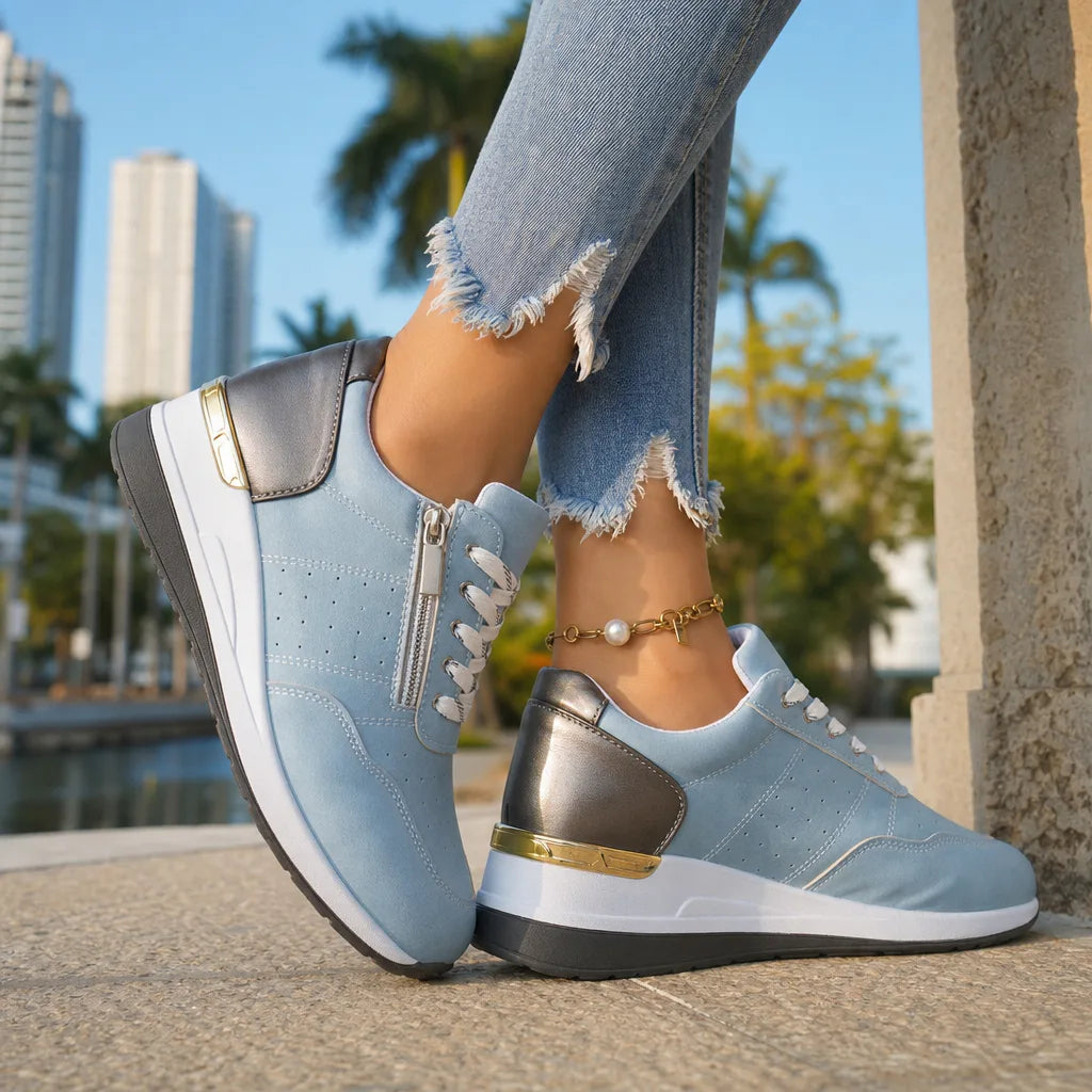 Petra Wedge Zip Sneakers - By Qivii