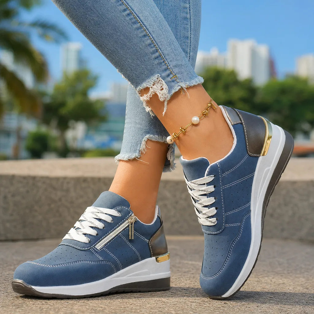 Petra Wedge Zip Sneakers - By Qivii