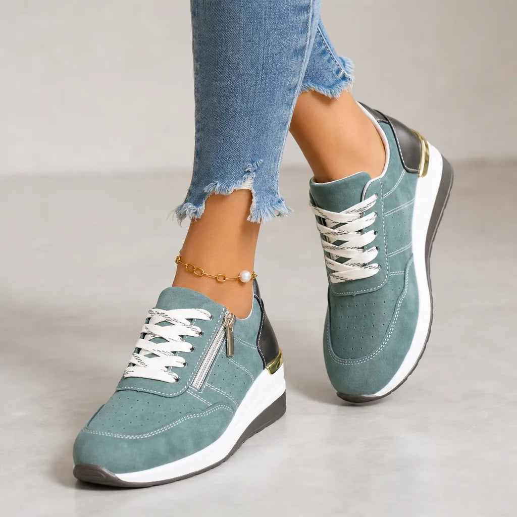 Petra Wedge Zip Sneakers - By Qivii