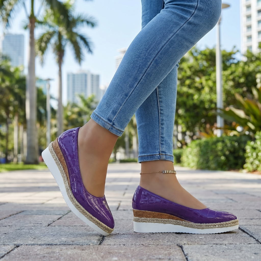 Aria Croc Espadrille Heels - By Qivii