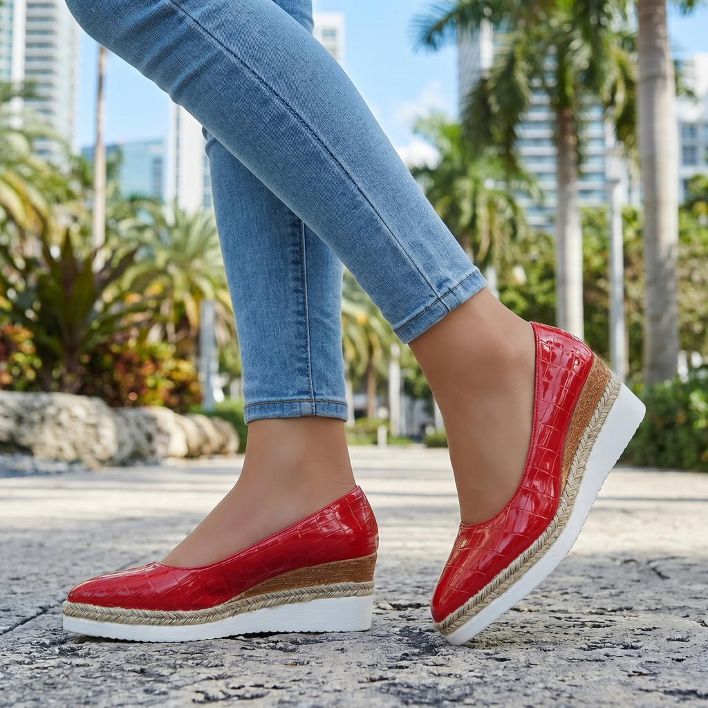 Aria Croc Espadrille Heels - By Qivii