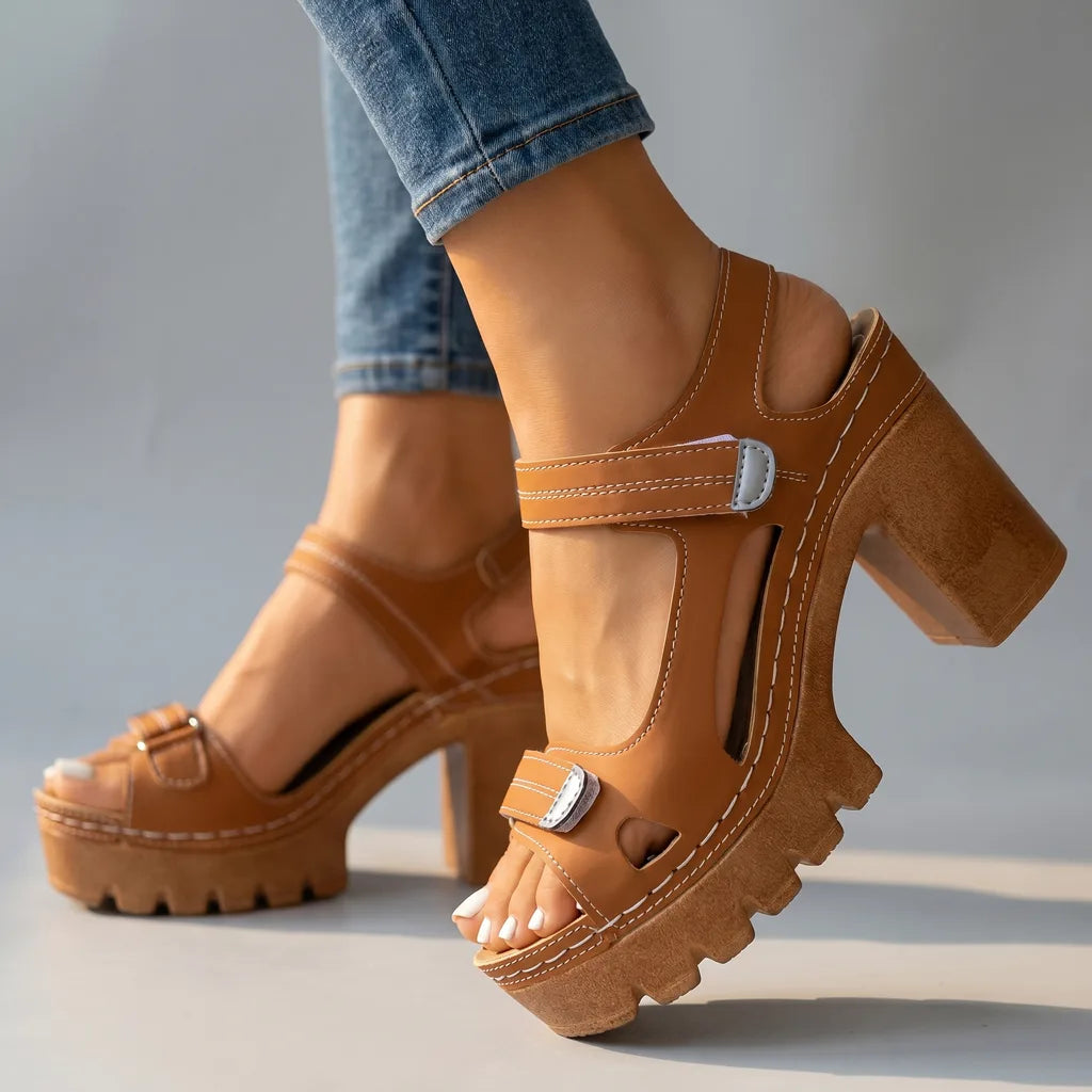 Rhonda Platform Strap Sandals - By Qivii