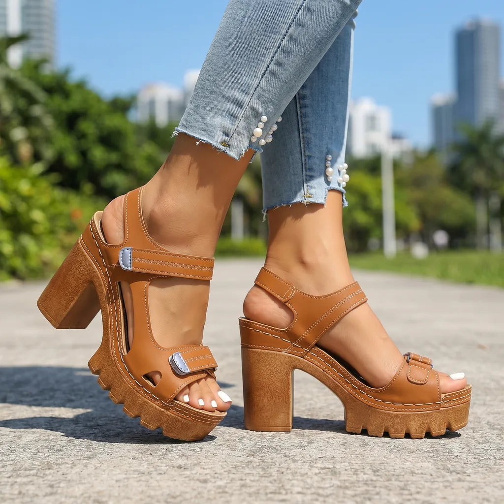 Rhonda Platform Strap Sandals - By Qivii