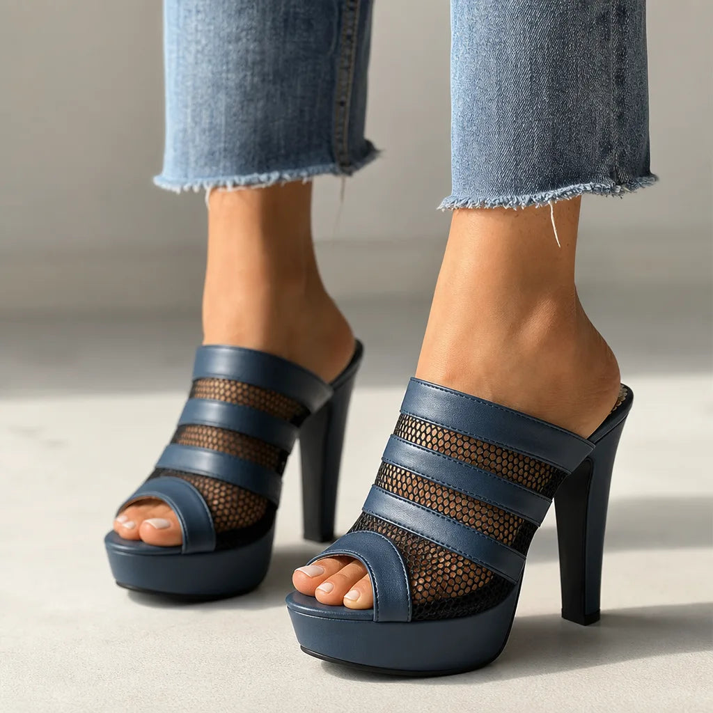 Sabine | Womens Platform Slide Sandals Heels - By Qivii