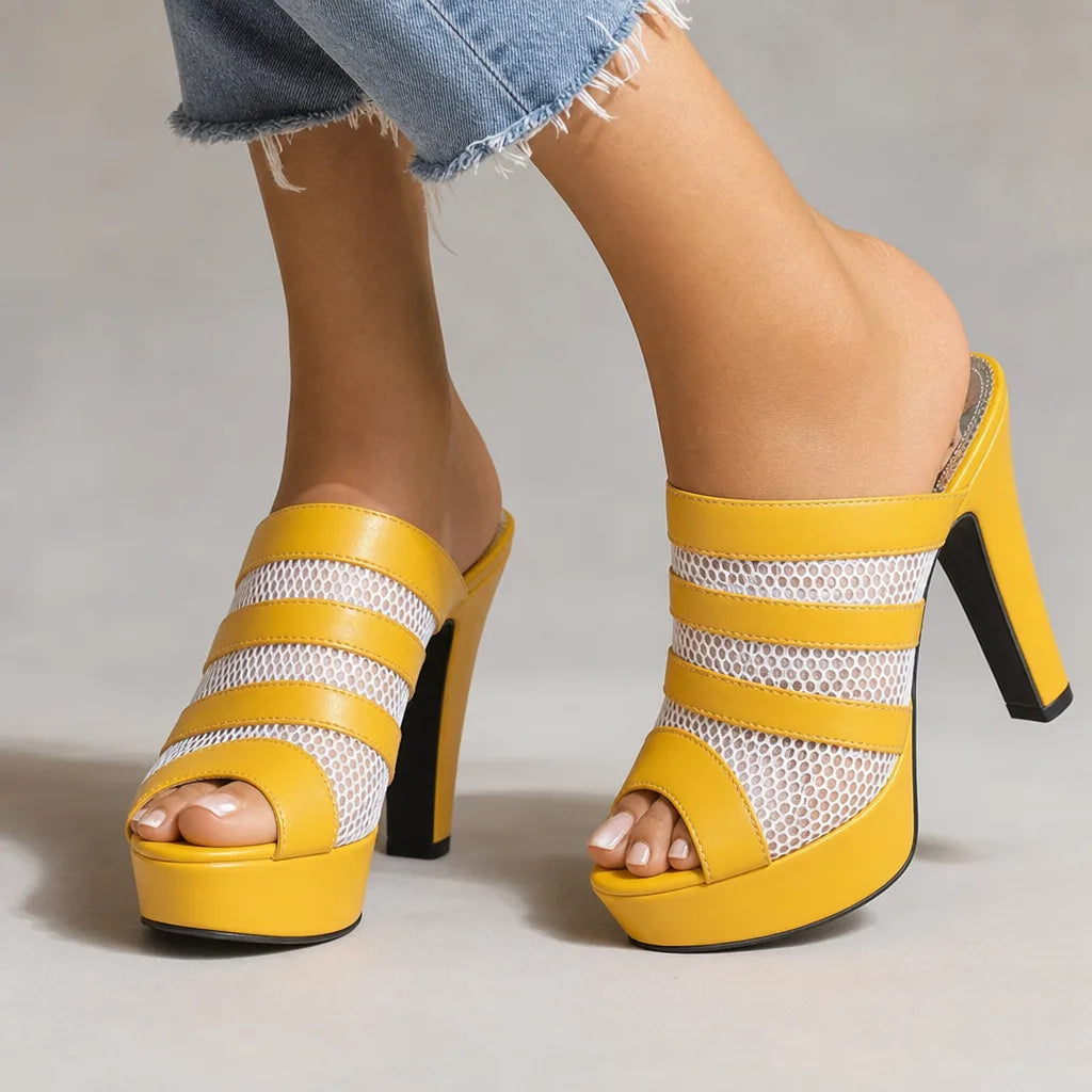 Sabine | Womens Platform Slide Sandals Heels - By Qivii