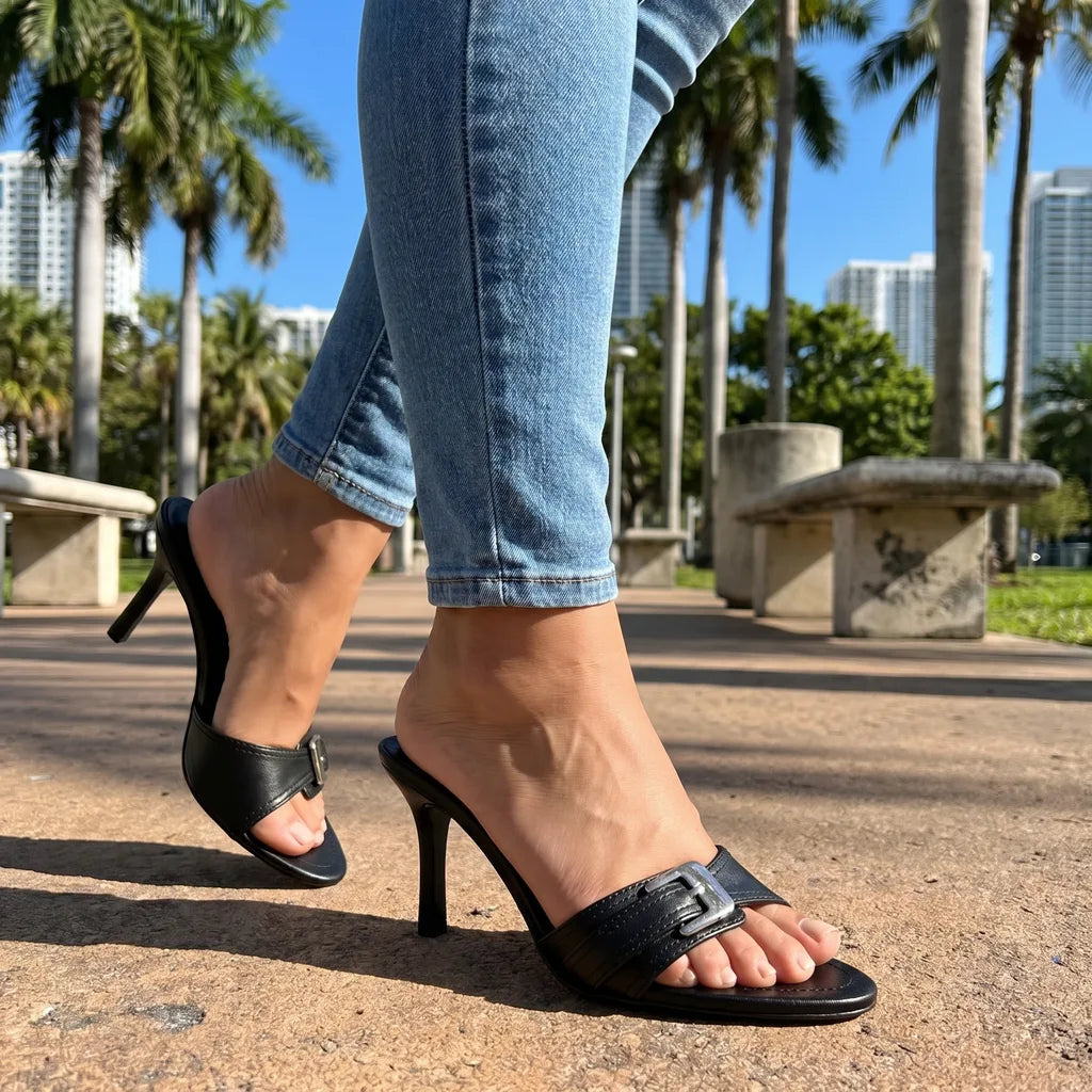 Sadie Heeled Buckle Sandals - By Qivii