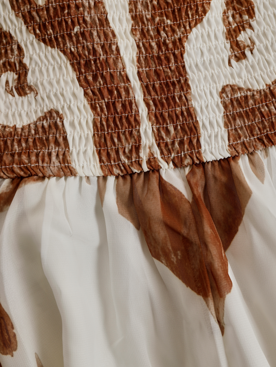 Vintage Bohemia Halter Neck Brown Western Print Off White Chiffon Split Maxi Dress - By Qivii