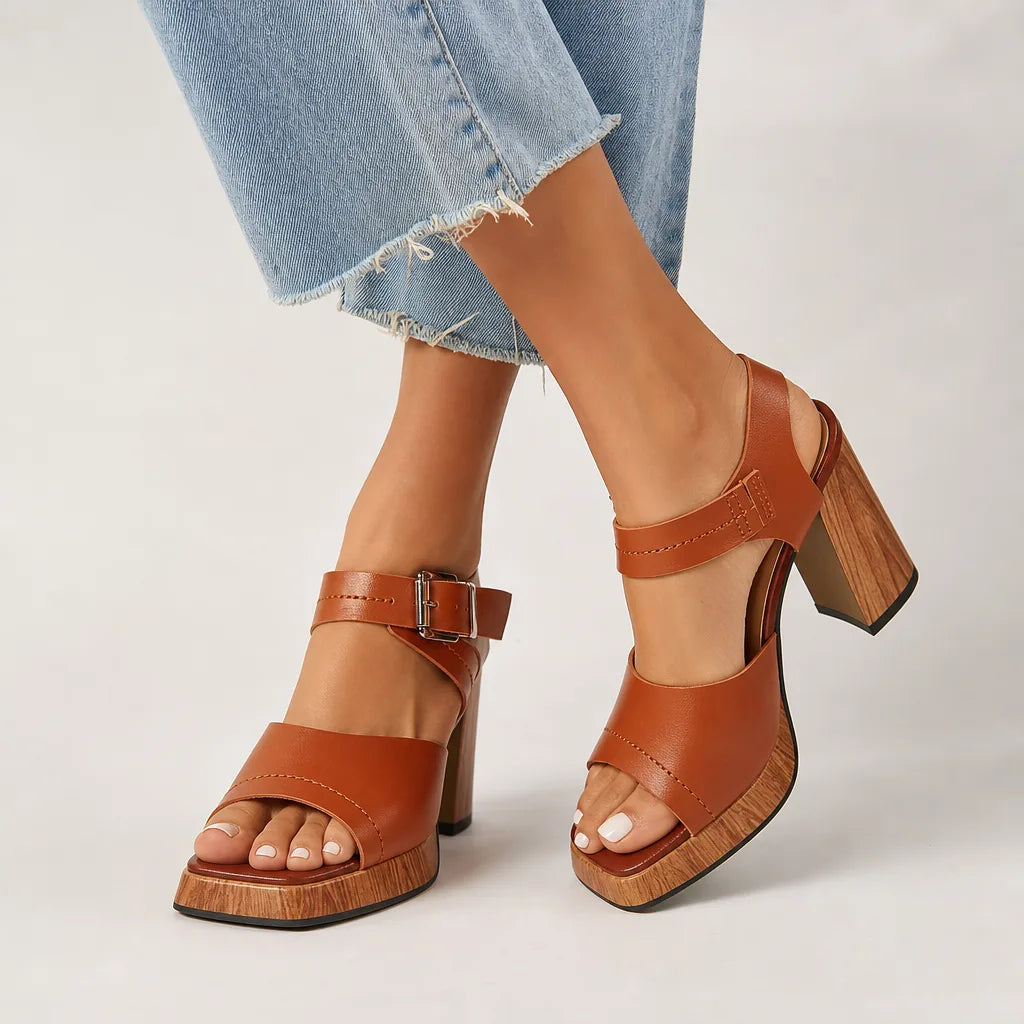 Seraphina Square Toe Platform Sandals - By Qivii