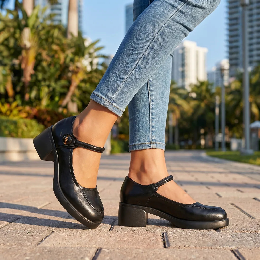 Stacey Chunky Heel Mary Janes - By Qivii