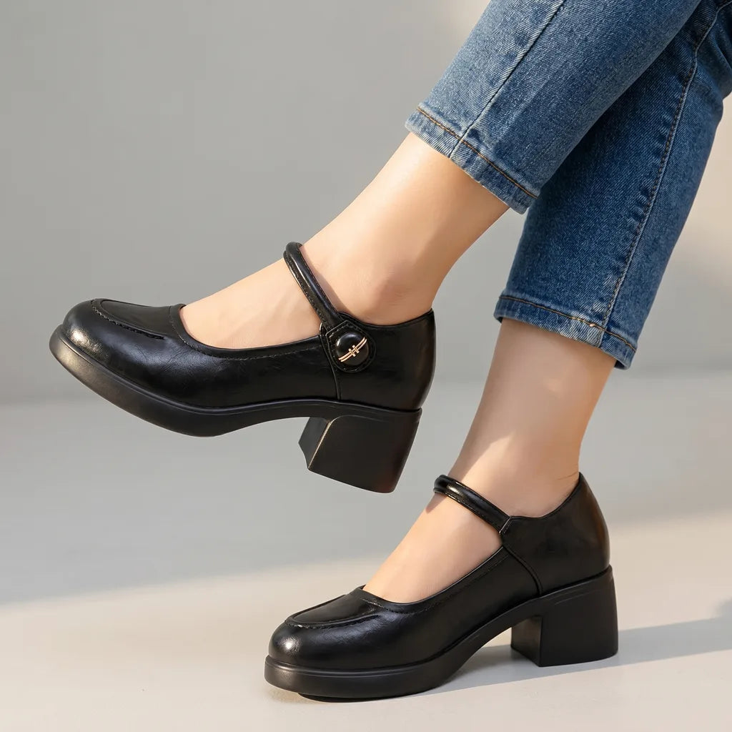 Stacey Chunky Heel Mary Janes - By Qivii
