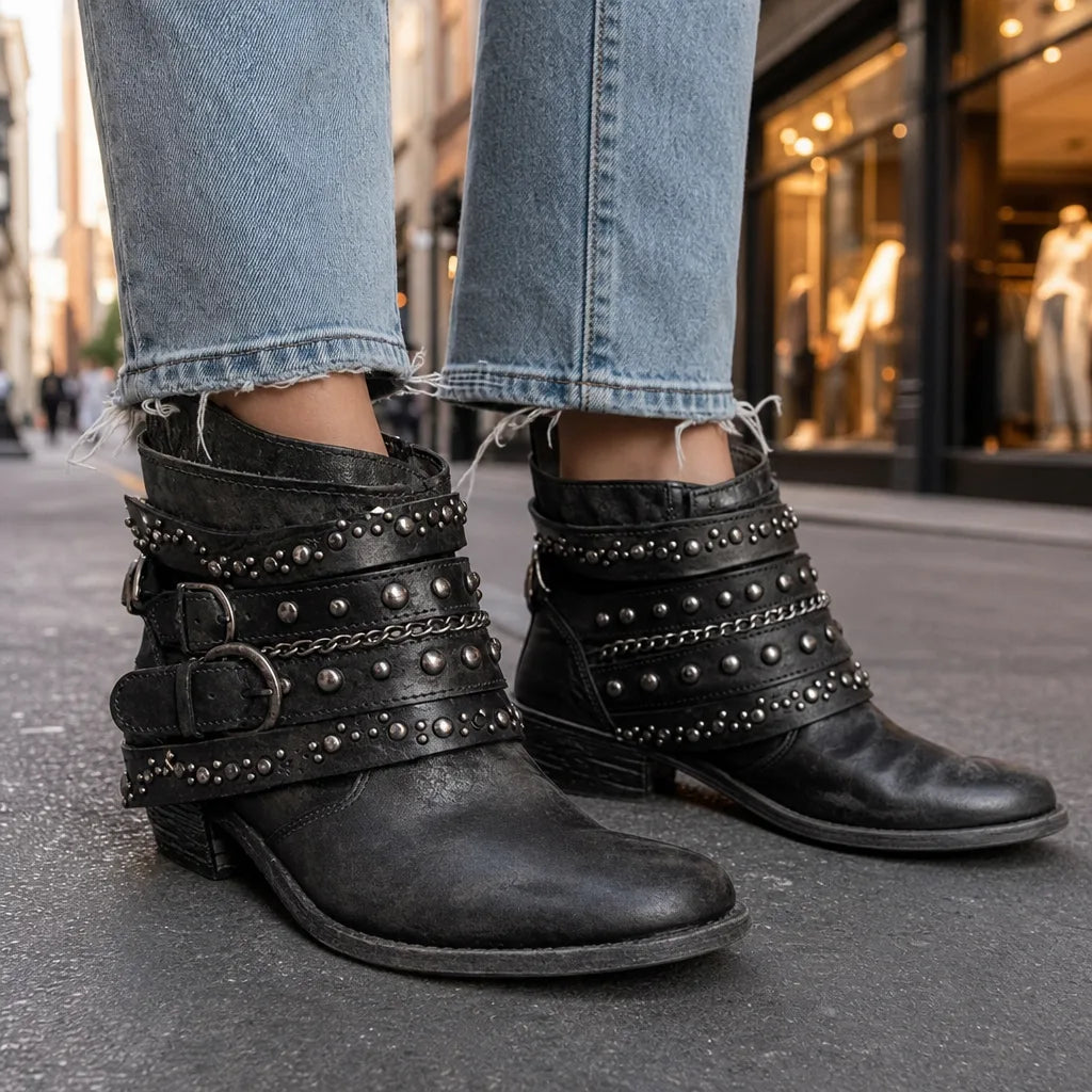 Thea | Women's Fall Western Ankle Boots - By Qivii