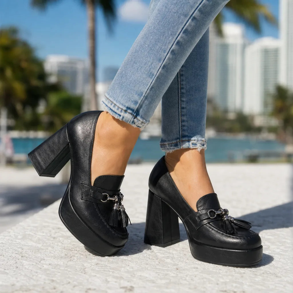Thorne Tassel Platform Heels - By Qivii
