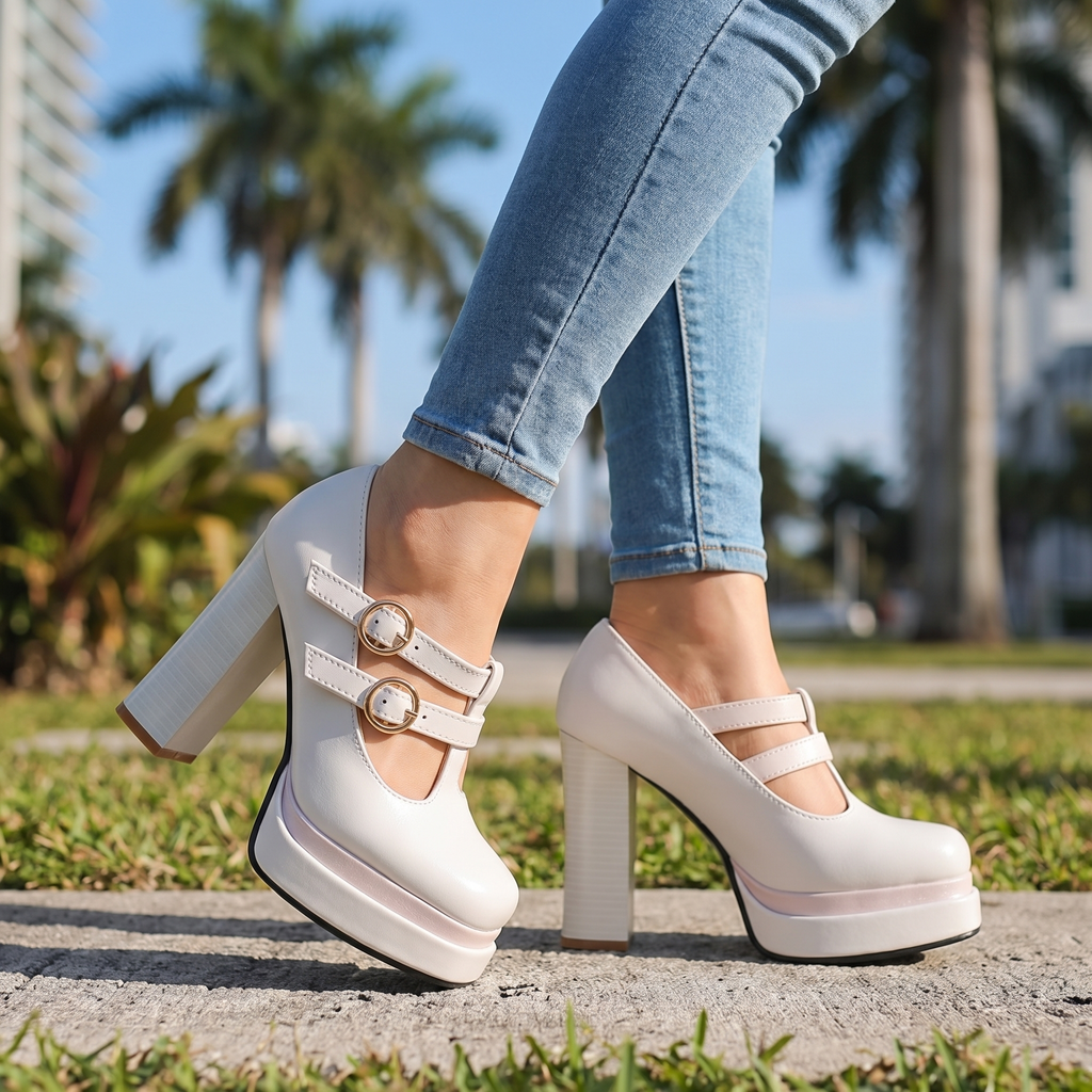 Nichole T-Strap Platform Heels - By Qivii