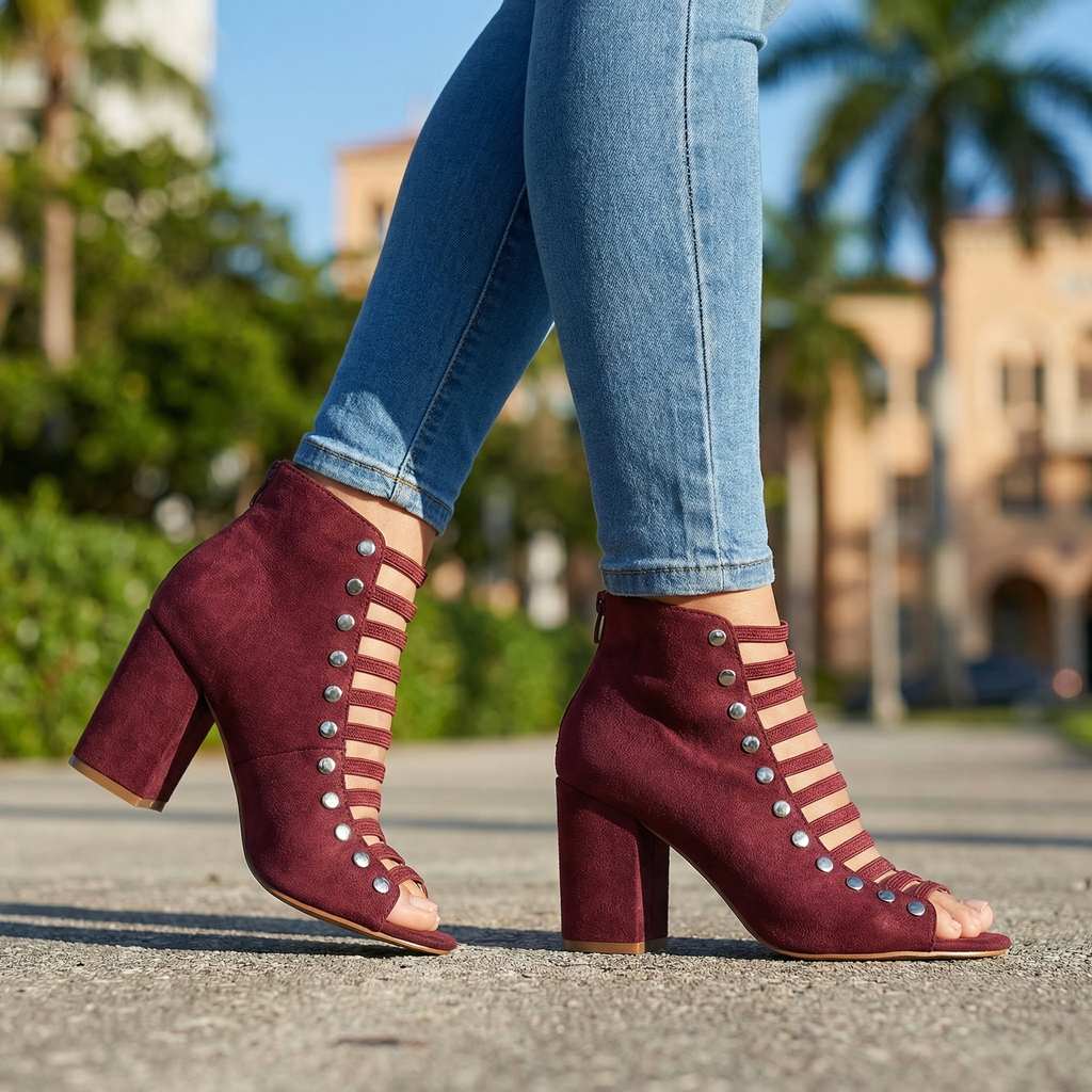 Felicity Open Toe Heels - By Qivii