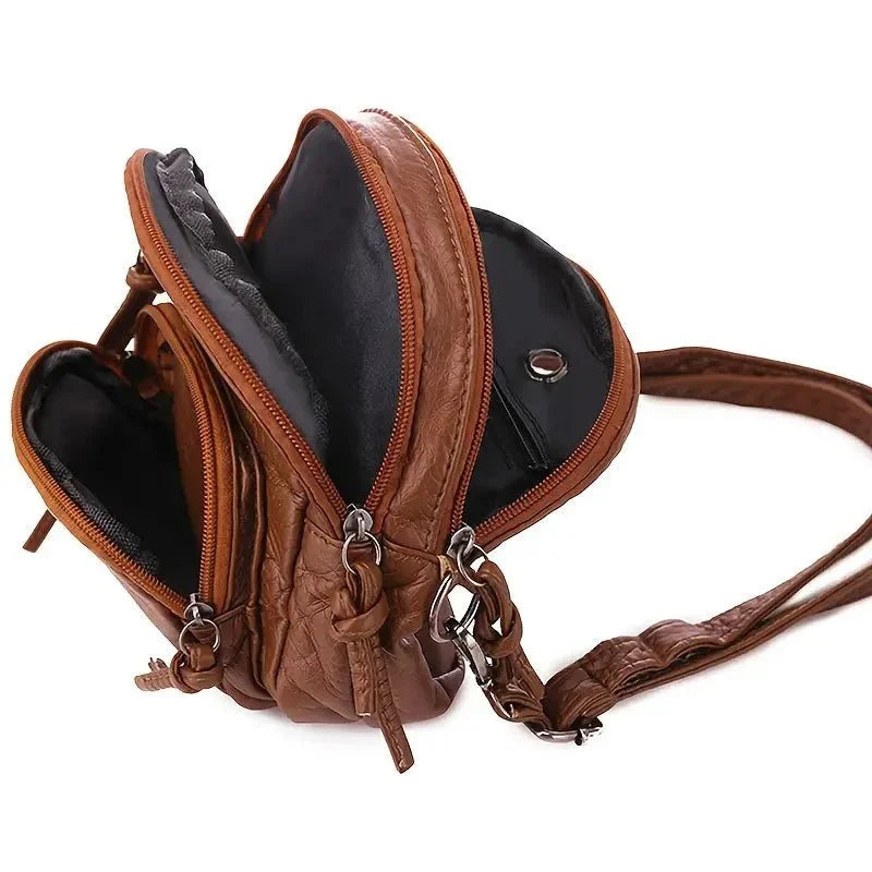 Women Soft Leather Crossbody Travel Bag - By Qivii